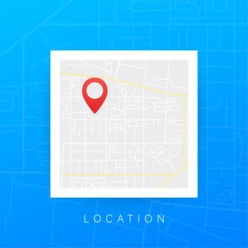 GPS navigator pointer on city map, from place to place. Vector illustration. Ilustración de archivo