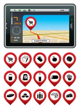 Gps navigator with the pointer supermarke Stock Illustration