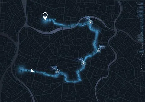 GPS navigator screen. Geometric element, online navigation. Location tracks Stock Illustration