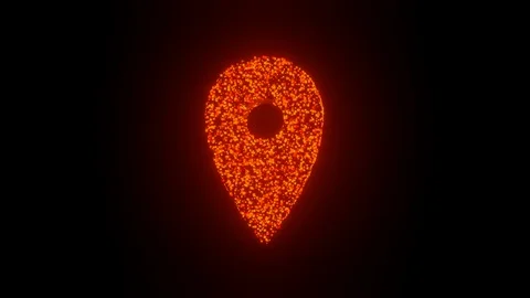 GPS navigator spin sign and symbol glow futuristic particle 3D rendering cube Stock Footage 124257556