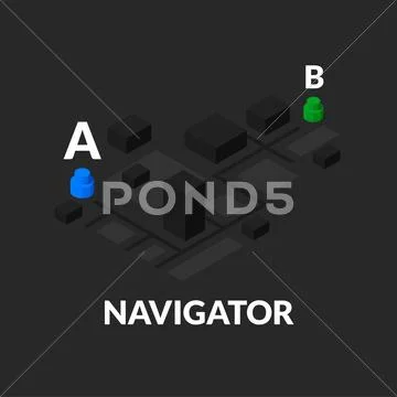 GPS navigator street map with flat isometric buildings Stock Illustration