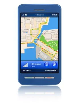 GPS navigator in touchscreen smartphone Stock Illustration