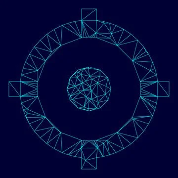 Gps outline low poly triangulation triangulated polygonal electric cyan blue  Stock Illustration