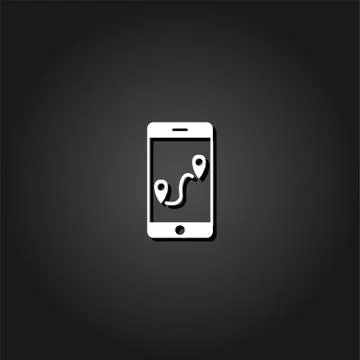 GPS phone icon flat Illustrazione stock