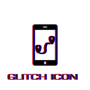 GPS phone icon flat Stock Illustration