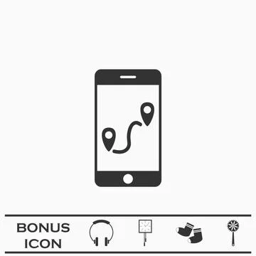 GPS phone icon flat Stock Illustration