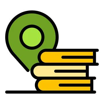 Gps pin book stack icon color outline vector Illustrazione stock