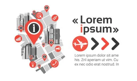 Gps Pin Map Over City View Cityscape Background Navigation Skyline with Copy Ilustración de archivo