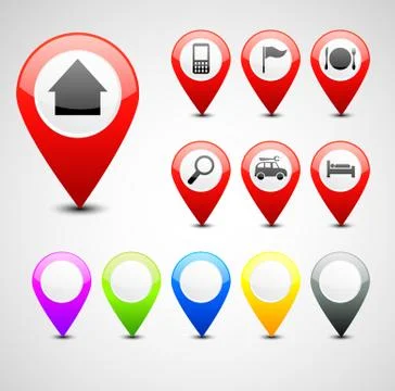 Gps pin set Stock Illustration