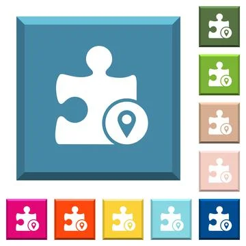 GPS plugin white icons on edged square buttons Stock Illustration