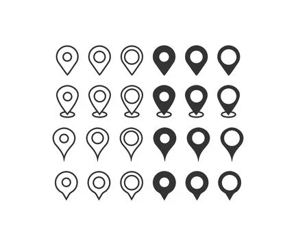 Gps pointer icon set. Navigation pin symbol. Sign location map vector. Stock Illustration