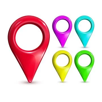 Gps Pointer Multicolored Place Location Set Vector Illustrazione stock