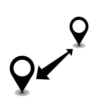GPS points and path between them, Distance between two map pointers Stock Illustration