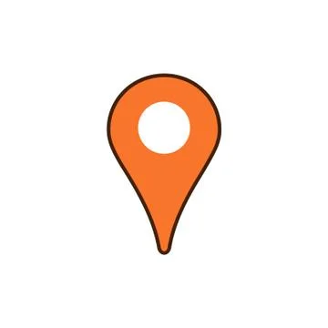 Gps position marker, location icon, map pin orange icon Stock Illustration