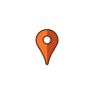 Gps position marker, location icon, map pin orange icon Stock Illustration