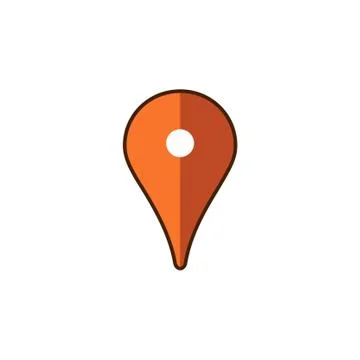 Gps position marker, location icon, map pin orange icon Stock Illustration