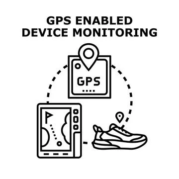 Gps positioning system tracking device monitoring concept Stock Illustration