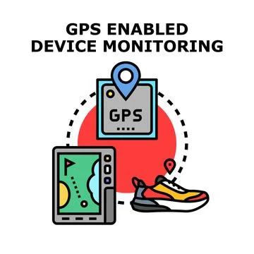 Gps positioning system tracking device monitoring concept Stock Illustration