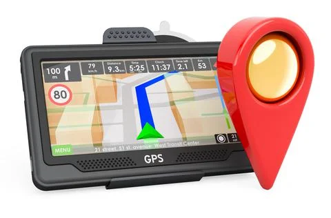 GPS receiver with map pointer, 3D rendering 스톡 일러스트