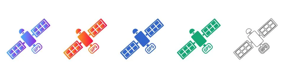 GPS Satellite Icon Collection for Navigation and Location Services Stock Illustration