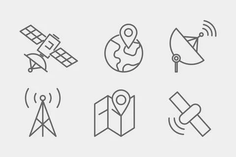 GPS satellite icon set. Stock Illustration
