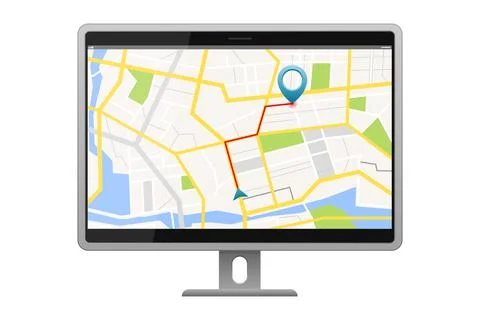 GPS satellite navigation system on screen Stock Illustration