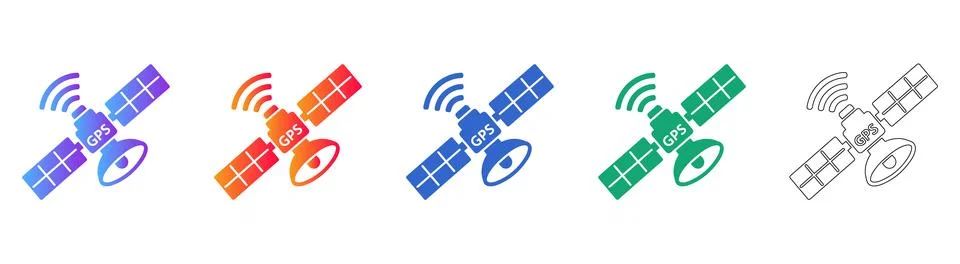 GPS Satellite Navigation Technology Icons Illustrazione stock