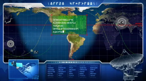GPS scan over global map  Video stock 583571