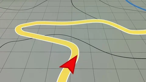 GPS screen following a path of the Car on the curvy mountain road. Video stock 79059569