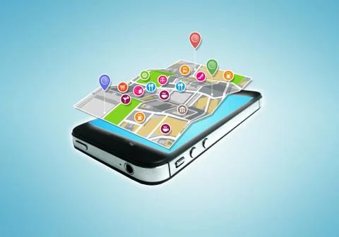 GPS on street map Stock Photos