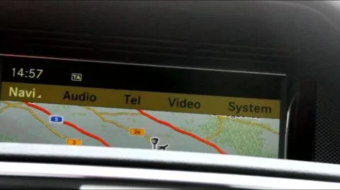GPS system in a car moving on the highway Stock-Footage 45457221