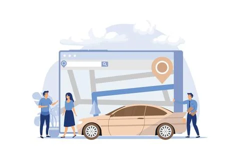 Gps system, cartography display, location on the city map, navigation in th.. Illustrazione stock