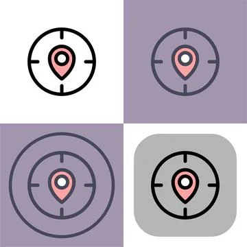GPS Target Location- Navigation and Direction Icon Set Illustrazione stock
