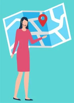 Gps Technology, Shipping Tracking, Map Vector Stock Illustration