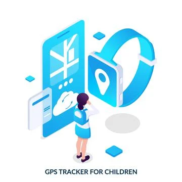 Gps tracker for children.  Stock Illustration