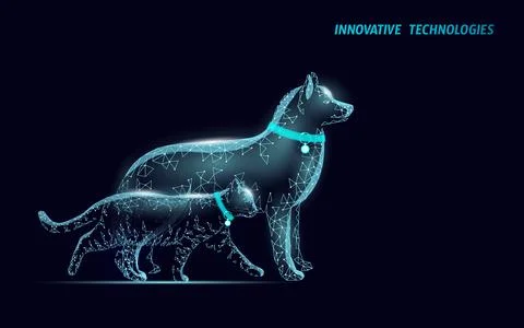 GPS tracker jeton for pets. Cat and dog technology finding on map mobile app 스톡 일러스트