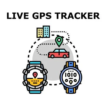 Gps tracker smart watch live location monitoring 스톡 일러스트