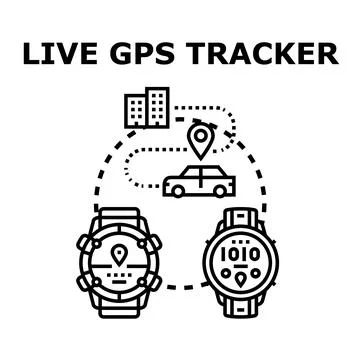 Gps tracker smart watch live location monitoring Stock Illustration