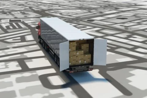 GPS tracking and shipment. 3D Rendering Stock Illustration