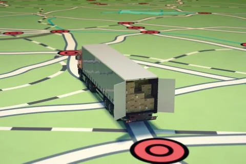 GPS tracking and shipment. 3D Rendering Stock Illustration