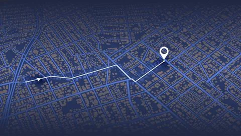 Gps tracking on city map. Track navigation pin on street maps, navigate mapping Stock Illustration