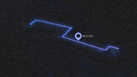 Gps tracking on city map. Track navigation pin on street maps, navigate mapping Stock-Illustration