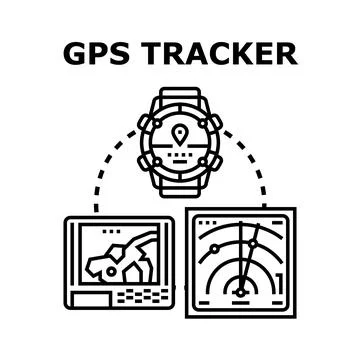 Gps tracking smart watch and navigation devices Stockillustratie