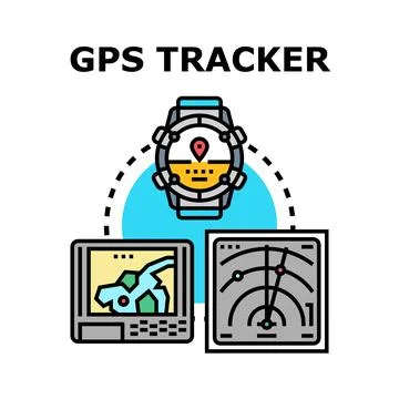 Gps tracking smart watch and navigation devices Stockillustratie