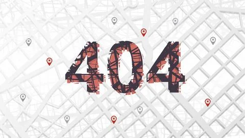 GPS tracking system error. 404 error with maps navigation with red color point Stock Illustration
