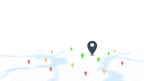 GPS tracking system to navigate around the city landmarks. City street map with Stock Illustration