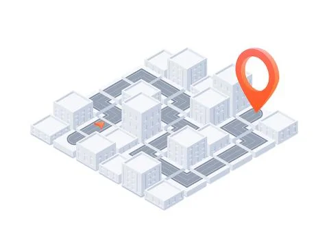 GPS tracking system navigate. Red marker as a goal is located in 3d Stockillustratie