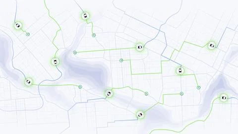 GPS tracking system for navigating car traffic. Concept of car with road and Stock Illustration