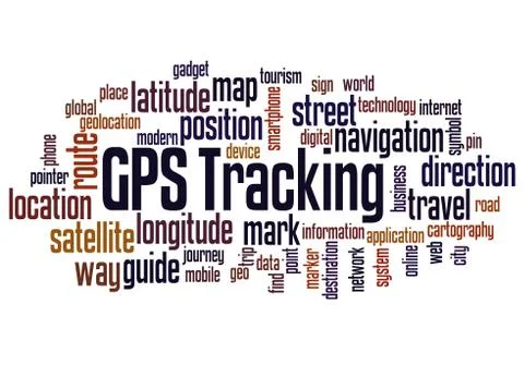 GPS tracking word cloud concept Stock Photos