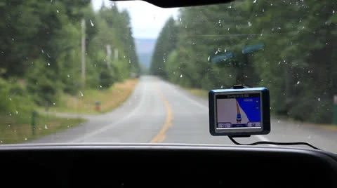 Gps in the windshield of car Stock Footage 25593271